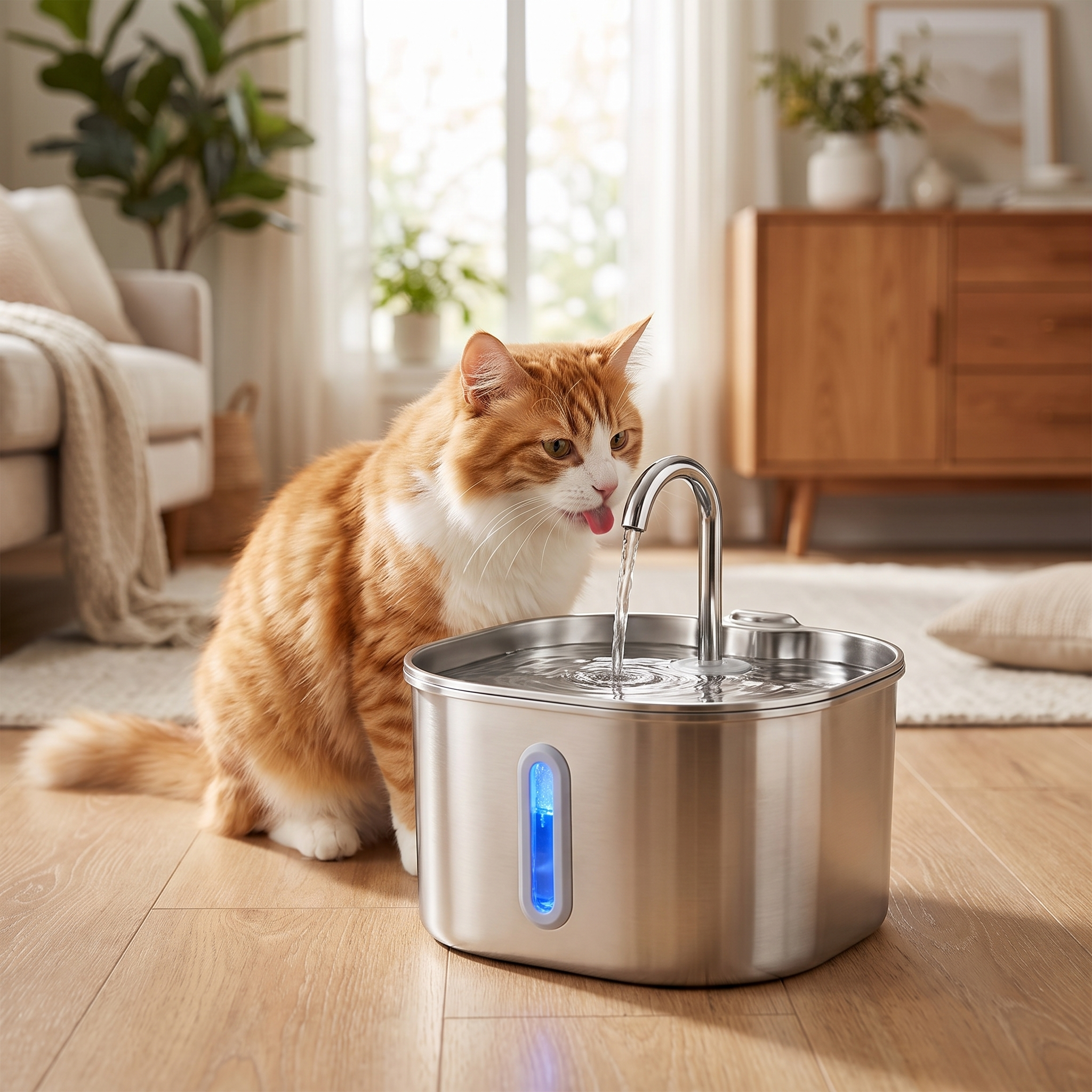 Pet Hydration Fountain - Motion-Activated 2.2L Stainless Steel Water Fountain for Cats & Dogs