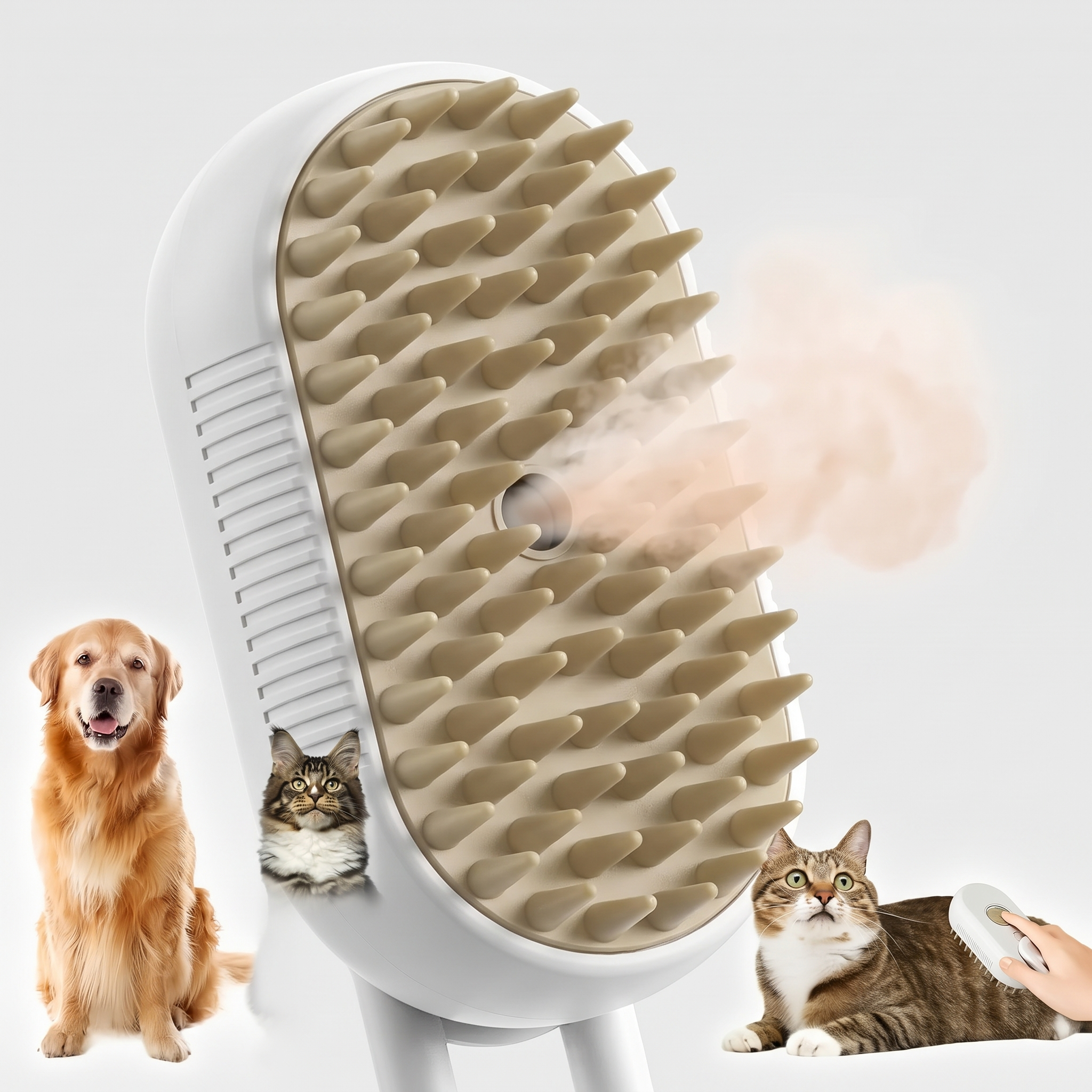 Pet Grooming Steam Brush - Self-Cleaning Massage Brush for Cats & Dogs