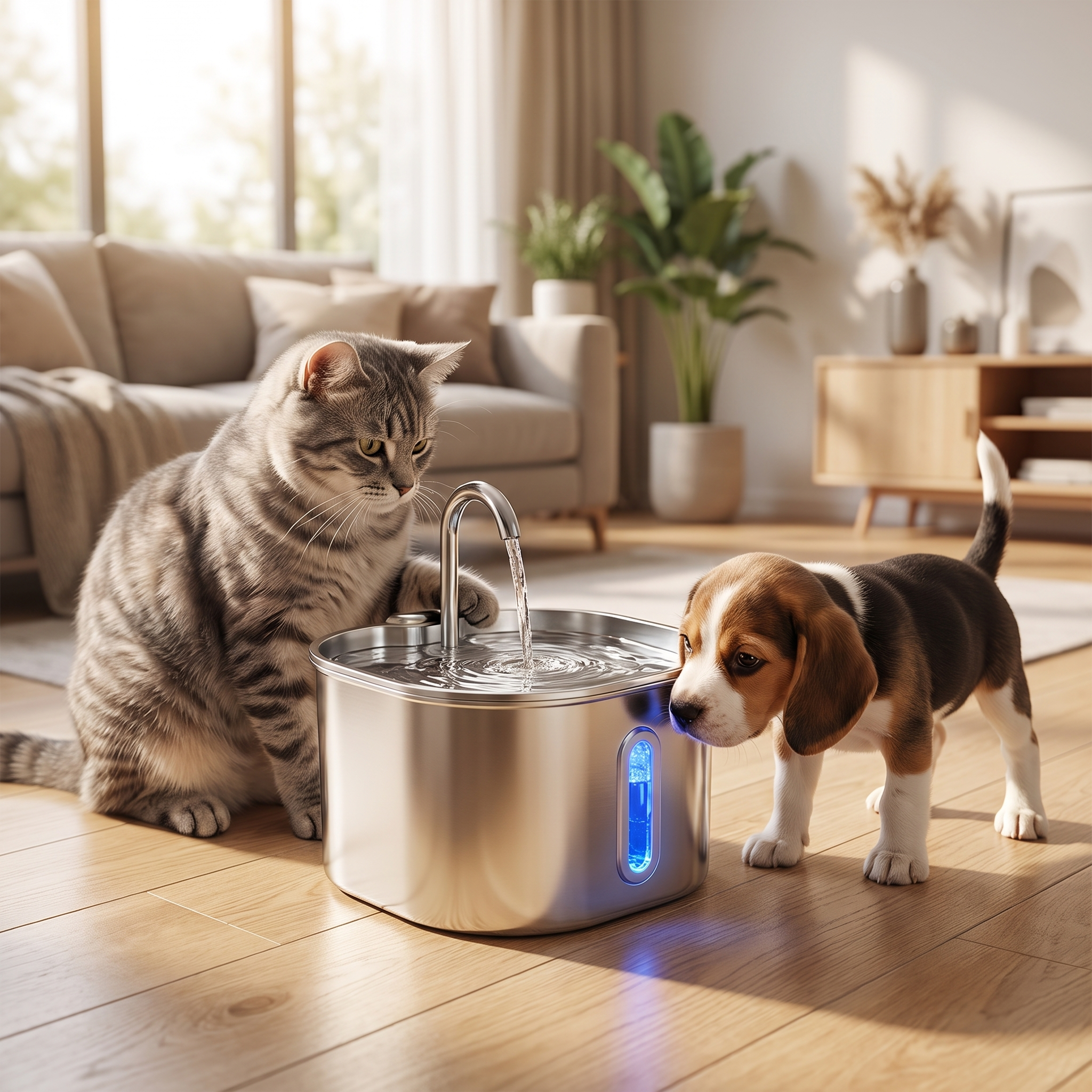 Pet Hydration Fountain - Motion-Activated 2.2L Stainless Steel Water Fountain for Cats & Dogs