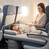 Toddler Inflatable Travel Bed - lie-flat airplane and car seat bed with raised safety bumper rails and included pump