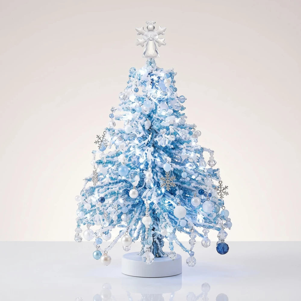 Winter Magic style beaded tree in icy blue and white