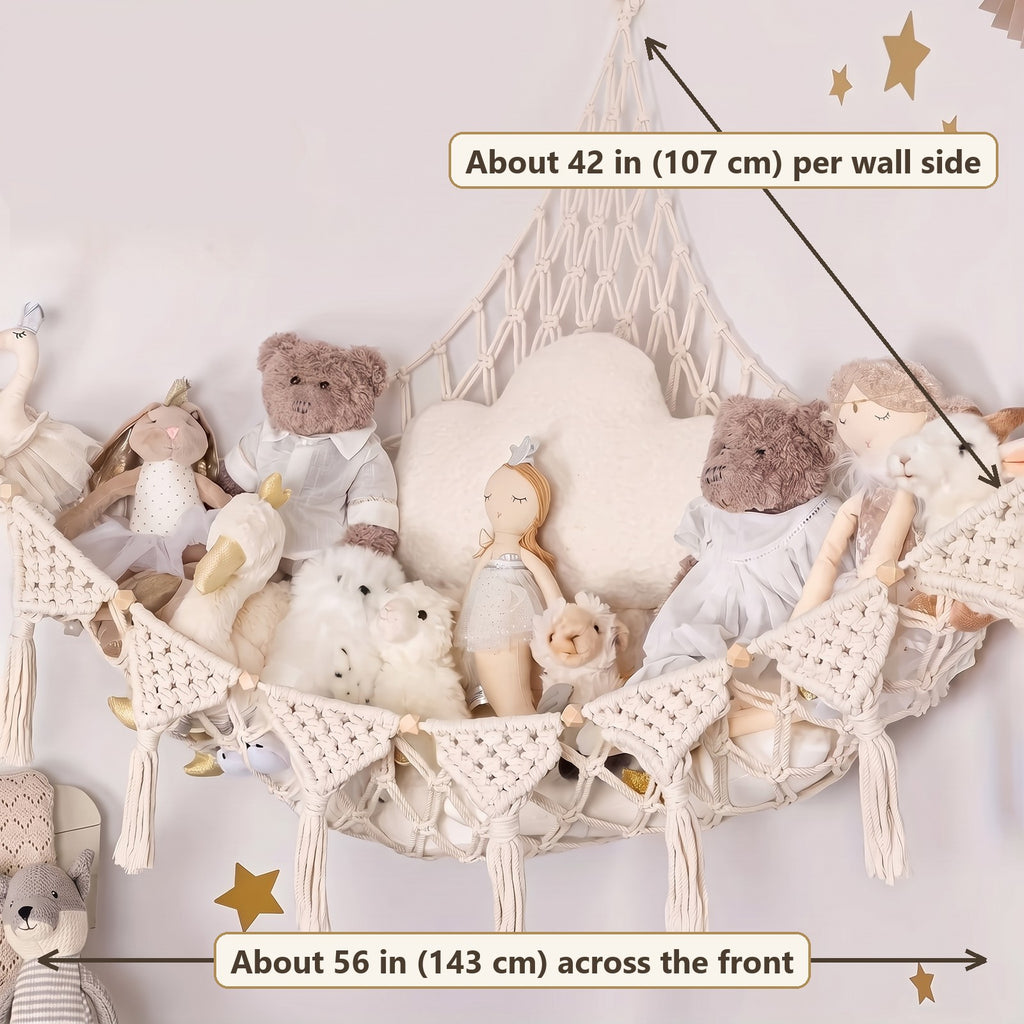 Size diagram: the hammock is about 56 in across the front and about 42 in along each wall side