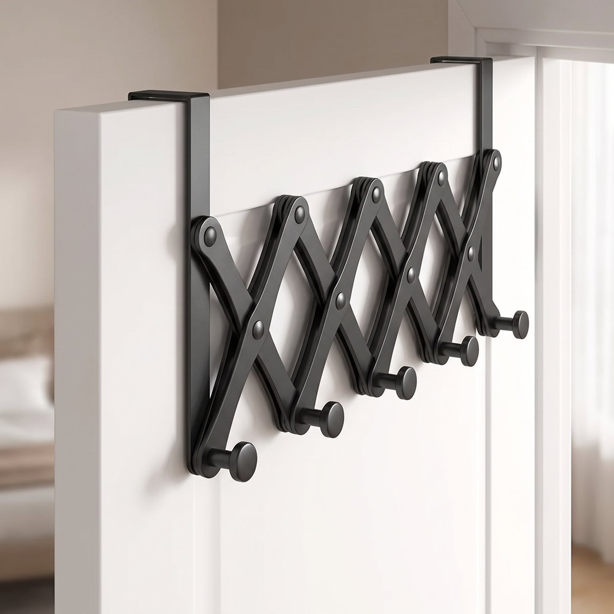 Rewear Rack folded flat against the back of the door when empty